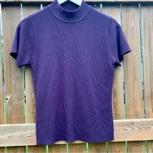 Ribbed Purple Mock-Turtleneck- Villager by Liz Clairborne
